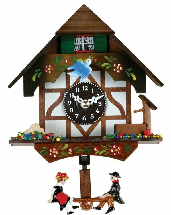 6" Quartz Novelty Clock - German Chalet with Bird & Well