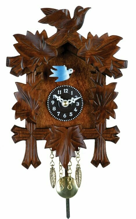 7" Quartz Novelty Clock - Five Leaves & One Bird with Moving Blue Bird