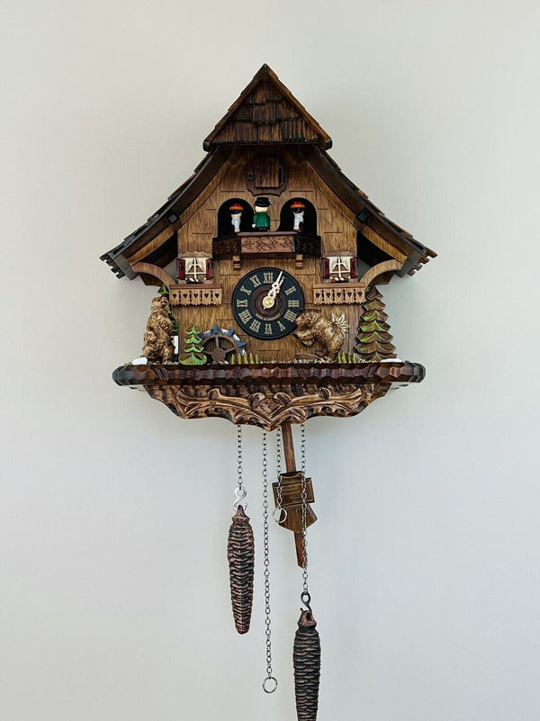 14" Cottage with moving Bear