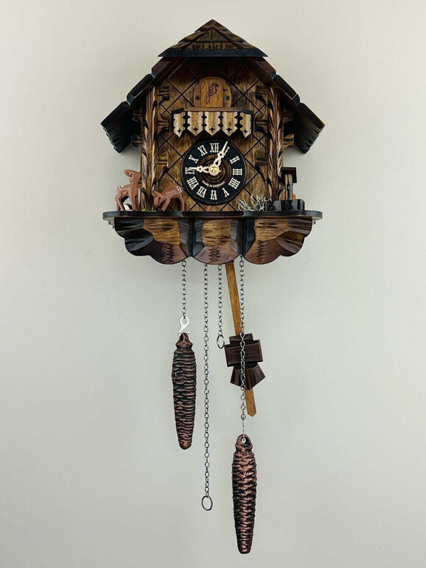 10" Musical Cuckoo Clock with Hand-carved Case and Feeding Deer