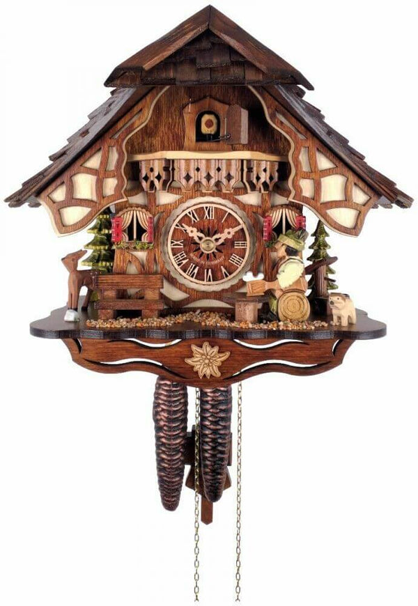 11" Chalet Style One Day Cuckoo Clock with Beer Drinker